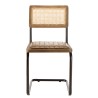 MARCEL Set of 2 Mango Wood Chairs with Padded Leather Seat and Retro Legs