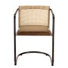MARCEL Set of 2 Mango Wood Armchairs with Leather Seat