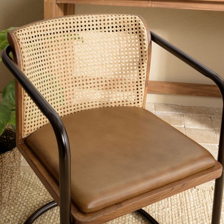 Lot de 2 fauteuils Marcel en manguier et cuir