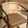 MARCEL Set of 2 Mango Wood Armchairs with Leather Seat