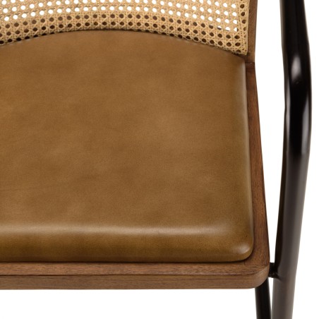 Lot de 2 fauteuils Marcel en manguier et cuir