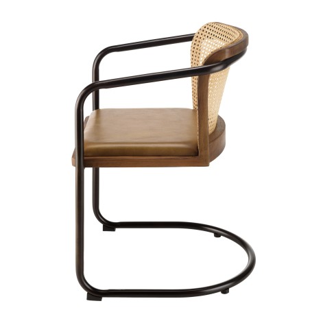 MARCEL Set of 2 Mango Wood Armchairs with Leather Seat