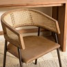 Lot de 2 fauteuils MARCEL en cuir et rotin