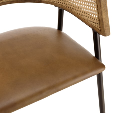 Lot de 2 fauteuils MARCEL en cuir et rotin