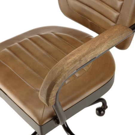 Fauteuil roulettes MARCEL en cuir matelassé