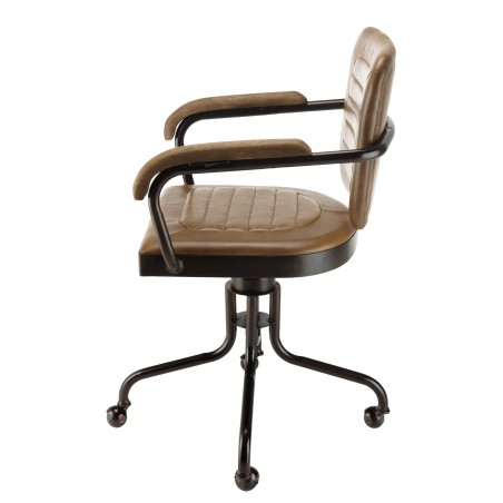 MARCEL Armchair - Padded Leather Seat & Mango Wood Armrests