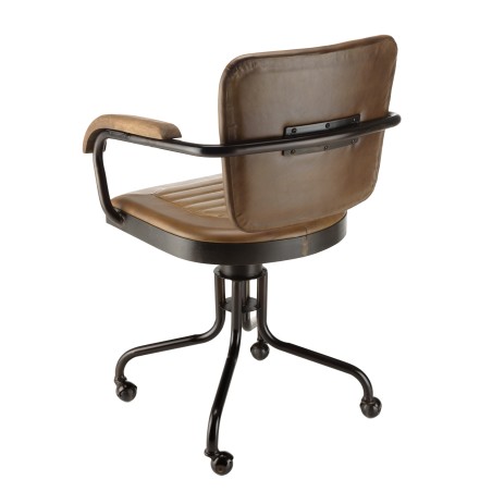 MARCEL Armchair - Padded Leather Seat & Mango Wood Armrests