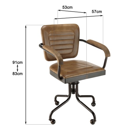 MARCEL Armchair - Padded Leather Seat & Mango Wood Armrests