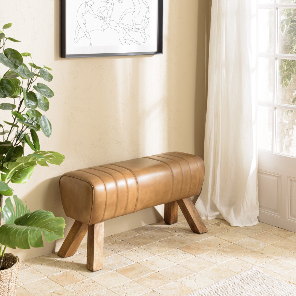 MARCEL - Brown Leather Upholstered Bench MARCEL - Brown Leather Upholstered Bench