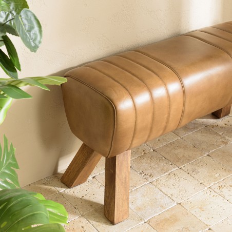 Banc matelassé cuir marron MARCEL