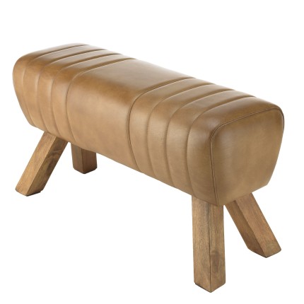 Banc matelassé cuir marron MARCEL
