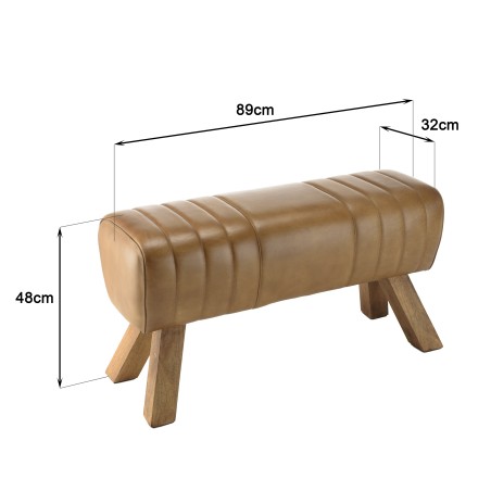 MARCEL - Brown Leather Upholstered Bench