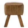 Tabouret en cuir marron MARCEL - Pieds inclinés en manguier