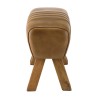 Tabouret en cuir marron MARCEL - Pieds inclinés en manguier