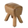 Tabouret en cuir marron MARCEL - Pieds inclinés en manguier