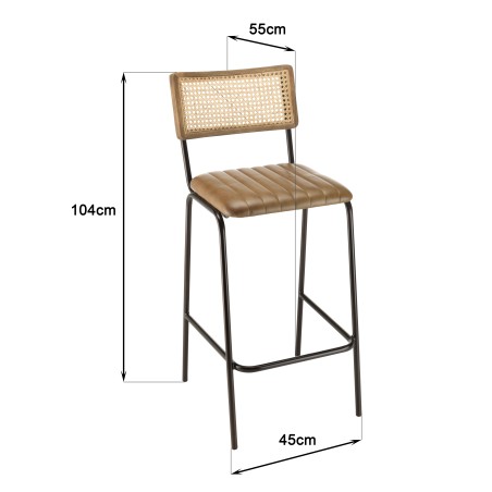 Lot de 2 tabourets de bar MARCEL en cuir