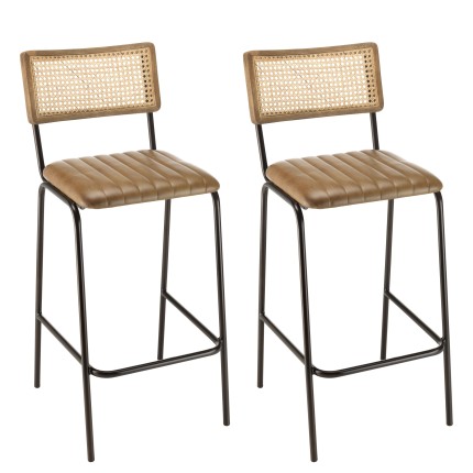 Lot de 2 tabourets de bar MARCEL en cuir