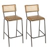 Lot de 2 tabourets de bar MARCEL en cuir