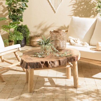 Table basse WILL en branches de teck - Ambiance naturelle et chaleureuse