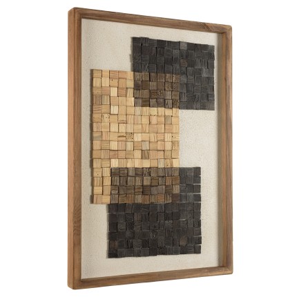 Décoration murale mosaïque beige/noire 42x62cm en pin recyclé