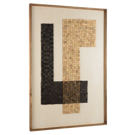 Décoration murale SANDY 82x122cm mosaïque beige/noire en Pin recyclé
