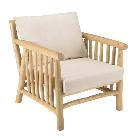 WILL - BORNEO Armchair | Natural Teak Branches with White Cushions