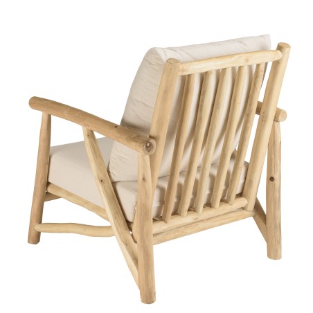 Fauteuil MADURA en teck naturel et coussins blancs