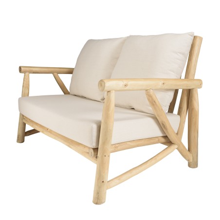 WILL - MADURA 2-seater Sofa | Natural Teak Branches with White Cushions