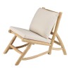 Fauteuil lounge WILL en teck naturel - Coussin blanc