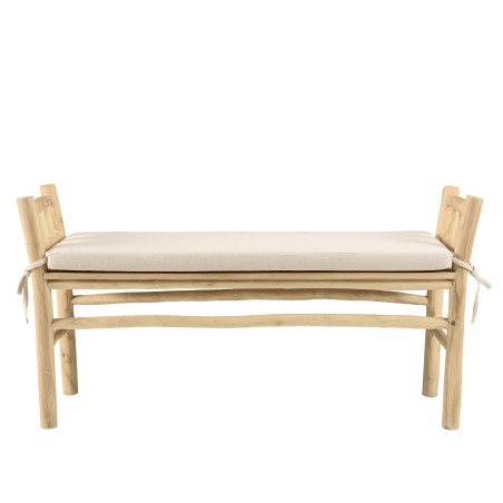 WILL Bench - Natural Teak Branches with White Cushion
