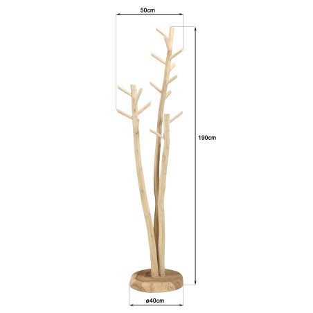 WILL - 3-branch Coat Rack in Natural Teak