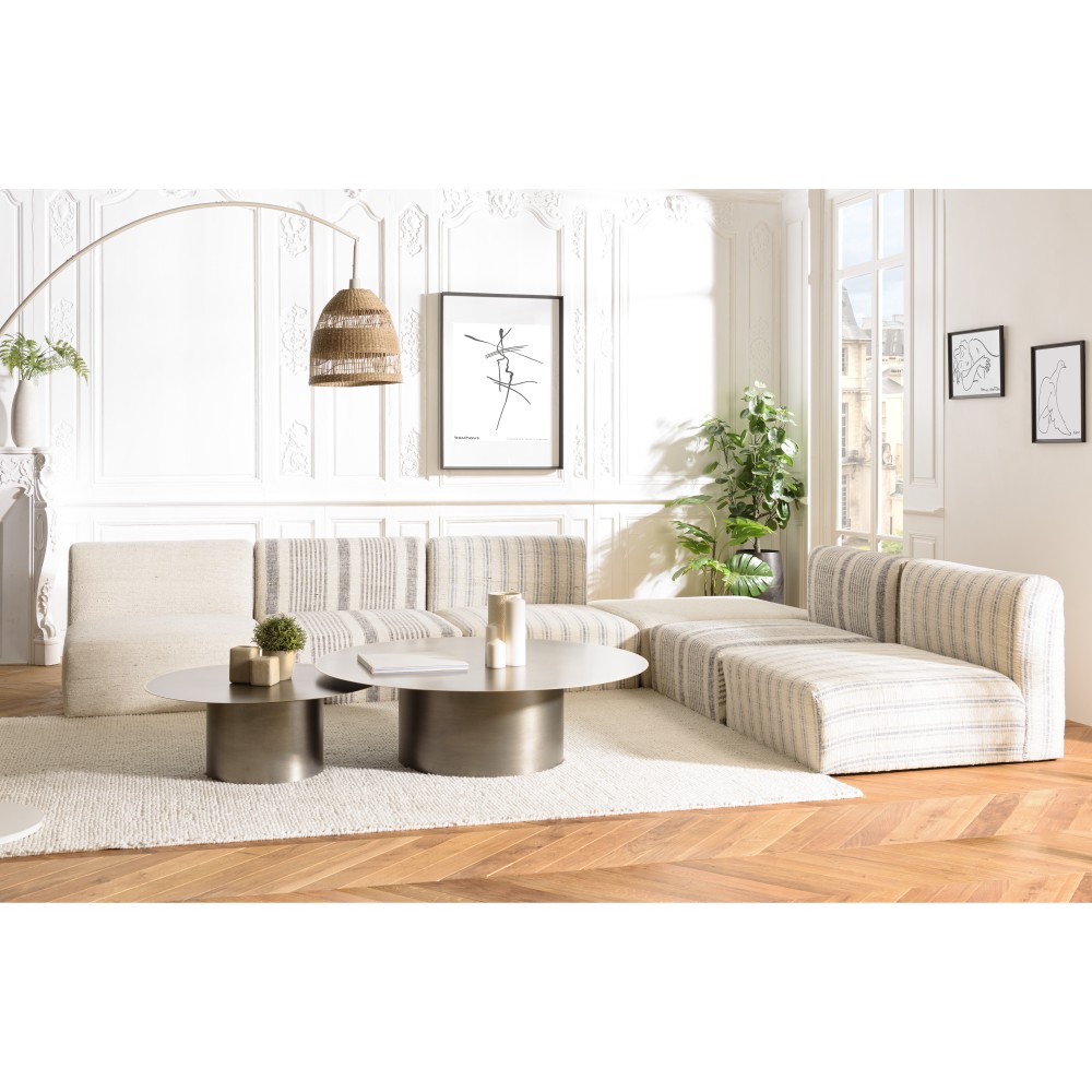 GLORIA - 6-Piece Modular Sofa in Grey and Beige Cotton GLORIA - 6-Piece Modular Sofa in Grey and Beige Cotton