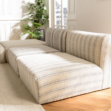 Canapé modulable GLORIA en coton gris et beige