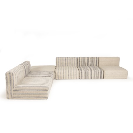 GLORIA - 6-Piece Modular Sofa in Grey and Beige Cotton