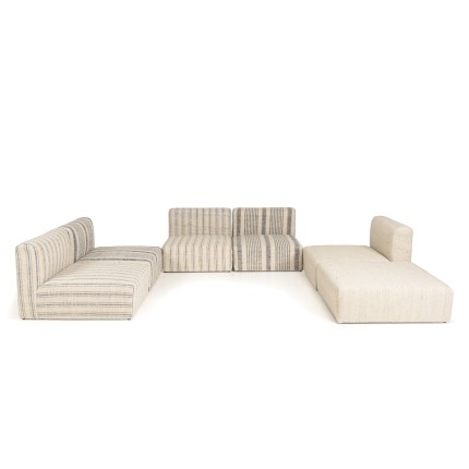Canapé modulable GLORIA en coton gris et beige