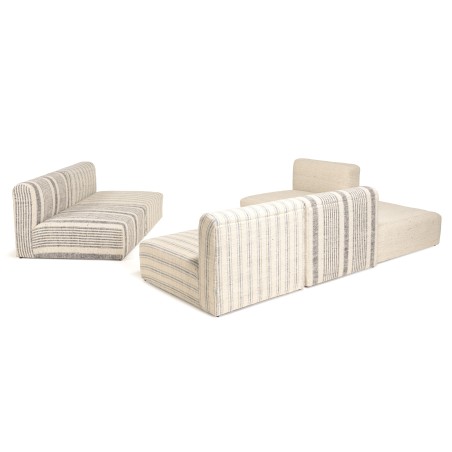 Canapé modulable GLORIA en coton gris et beige