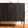 GLORIA - Black Mango Wood Sideboard with 4 Carved Doors and Metal Legs