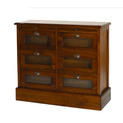 LORINE - Brown 6 Drawer Mindi Wood Grainetier