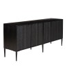 GLORIA - Black Mango Wood Sideboard with 4 Carved Doors and Metal Legs