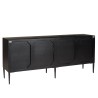 GLORIA - Black Mango Wood Sideboard with 4 Carved Doors and Metal Legs