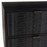 GLORIA Black Mango Wood TV Stand - 2 Doors, 2 Carved Drawers