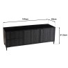 GLORIA Black Mango Wood TV Stand - 2 Doors, 2 Carved Drawers