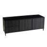GLORIA Black Mango Wood TV Stand - 2 Doors, 2 Carved Drawers