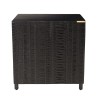 GLORIA Black Mango Wood Bedside Table with Carved Door and Metal Legs