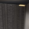GLORIA Black Mango Wood Bedside Table with Carved Door and Metal Legs