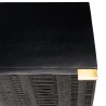 GLORIA Black Mango Wood Bedside Table with Carved Door and Metal Legs