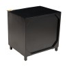 GLORIA Black Mango Wood Bedside Table with Carved Door and Metal Legs