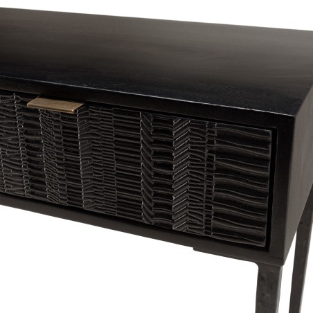Console GLORIA en manguier noir - 2 tiroirs sculptés