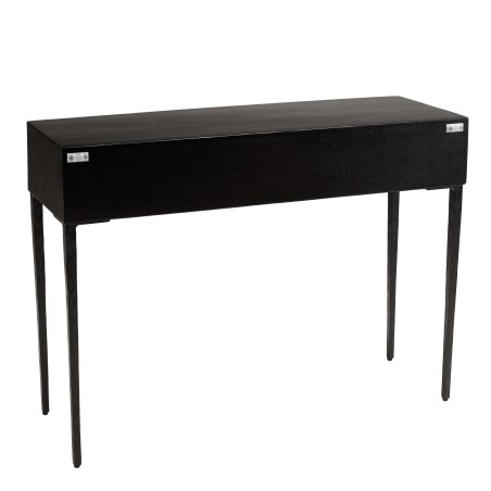 GLORIA Black Mango Wood Console Table with 2 Carved Drawers
