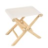 Tabouret pliant en branches de teck - Pieds croisés - Assise tissu